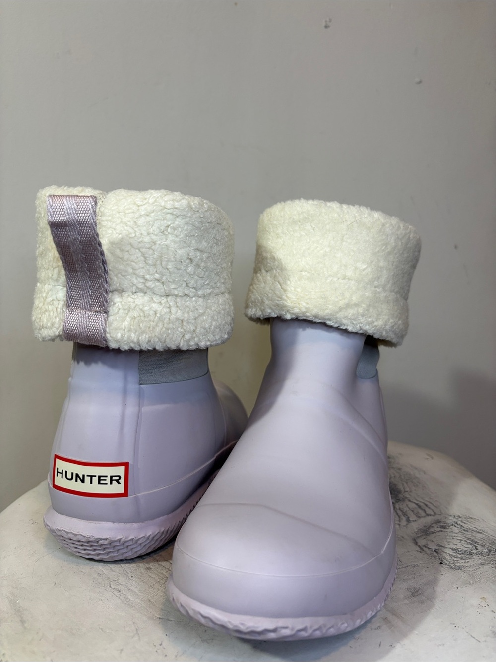 Pastel Lavender Hunter Original Roll Top Sherpa Fleece Lined Rain Boot Wellies